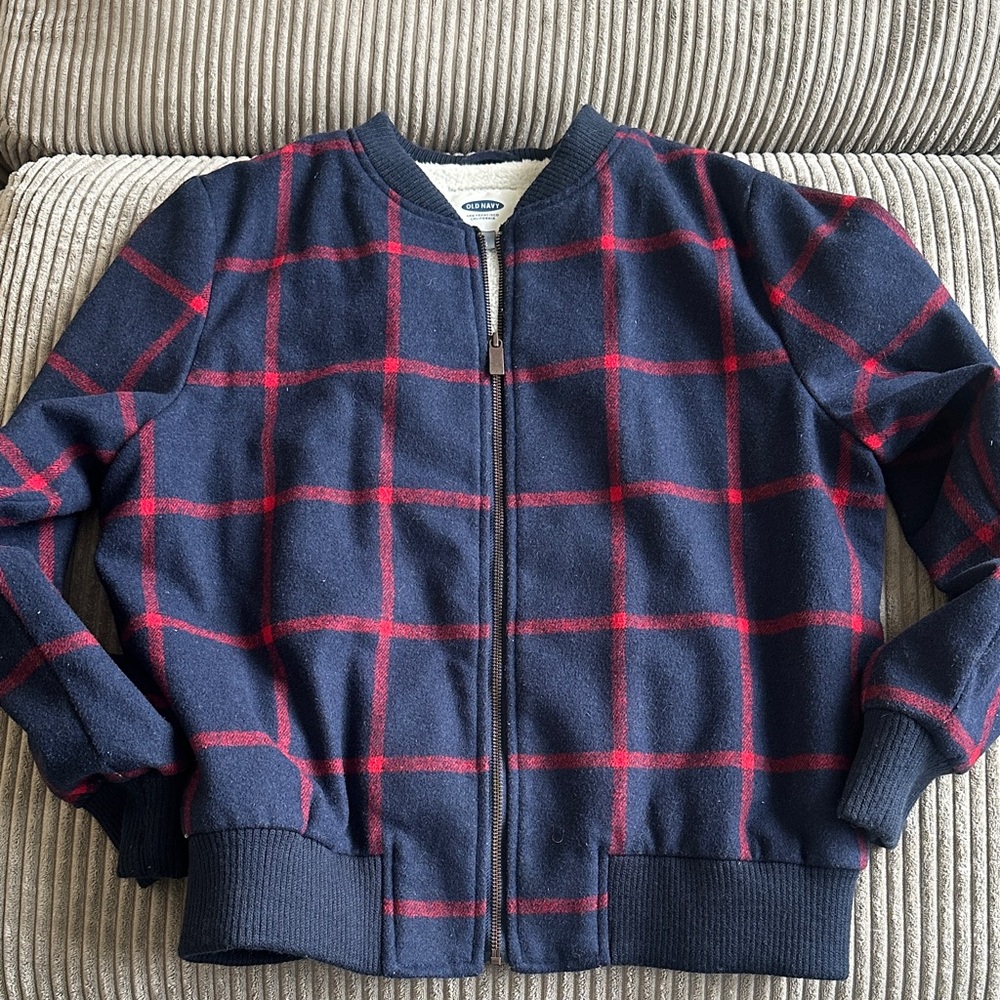 Old Navy Plaid Jacket in Navy and Red